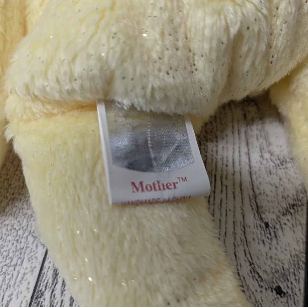Ty Mother Plush Bear with Purple Ribbon and Floral Patch